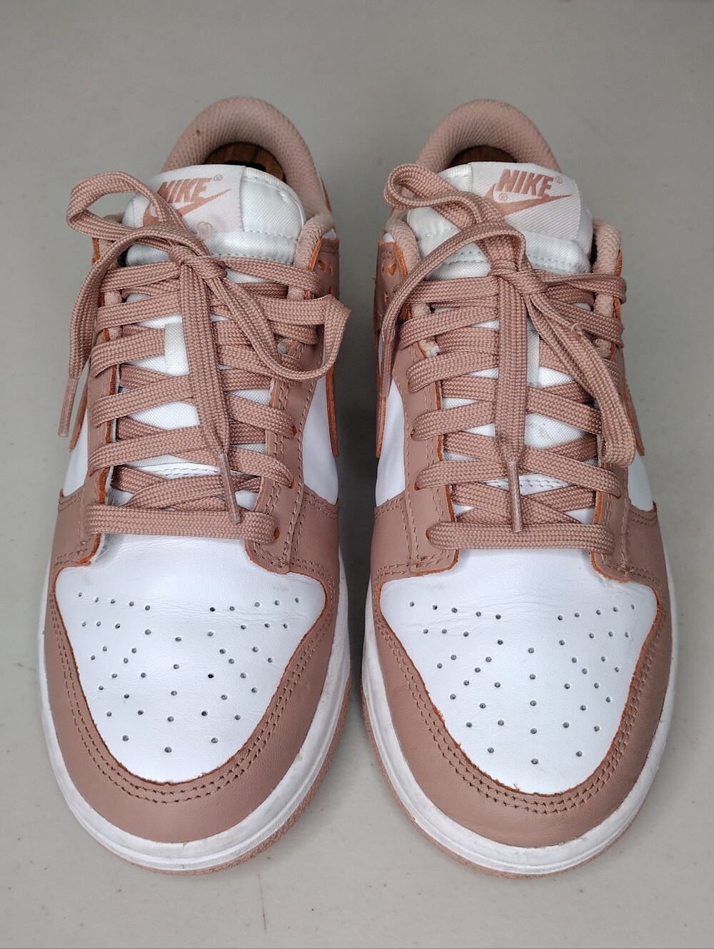 Nike White Dusty Pink Low Top Lace Up Sneakers Sz 8 - Picture 7 of 14